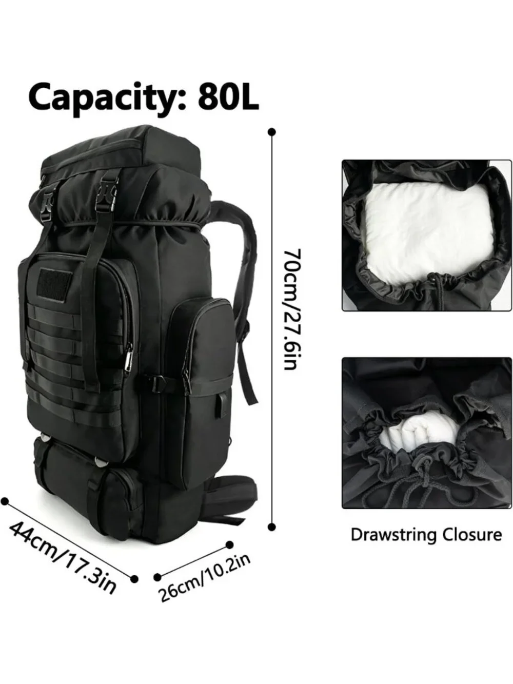 Waterproof 80L/100L Hiking Backpack for Men | Military-Style Camping Rucksack